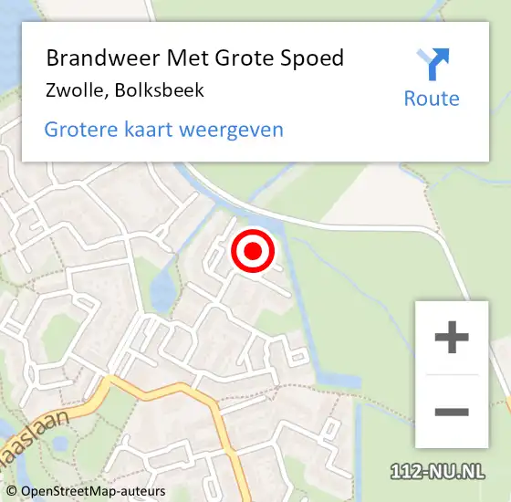 Locatie op kaart van de 112 melding: Brandweer Met Grote Spoed Naar Zwolle, Bolksbeek op 11 december 2023 11:51