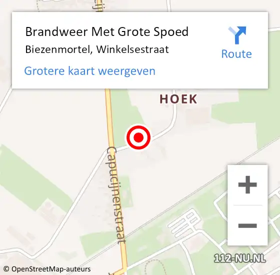 Locatie op kaart van de 112 melding: Brandweer Met Grote Spoed Naar Biezenmortel, Winkelsestraat op 11 december 2023 12:01