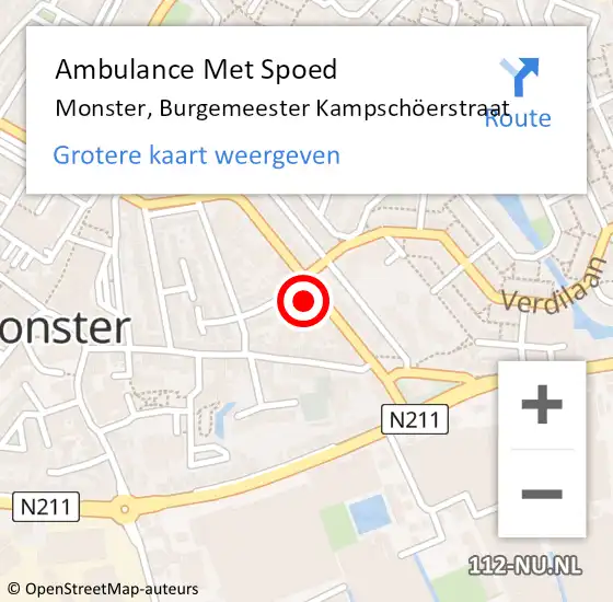 Locatie op kaart van de 112 melding: Ambulance Met Spoed Naar Monster, Burgemeester Kampschöerstraat op 11 december 2023 12:07