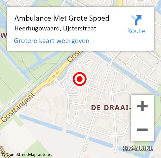 Locatie op kaart van de 112 melding: Ambulance Met Grote Spoed Naar Heerhugowaard, Lijsterstraat op 11 december 2023 12:16