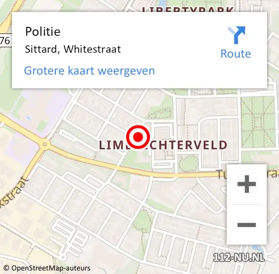 Locatie op kaart van de 112 melding: Politie Sittard, Whitestraat op 11 december 2023 12:27