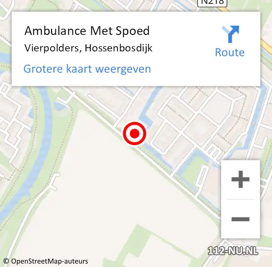 Locatie op kaart van de 112 melding: Ambulance Met Spoed Naar Vierpolders, Hossenbosdijk op 11 december 2023 12:46