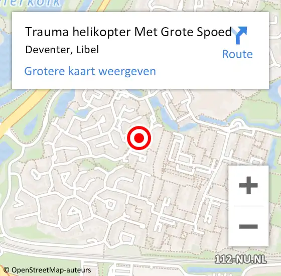 Locatie op kaart van de 112 melding: Trauma helikopter Met Grote Spoed Naar Deventer, Libel op 11 december 2023 13:05