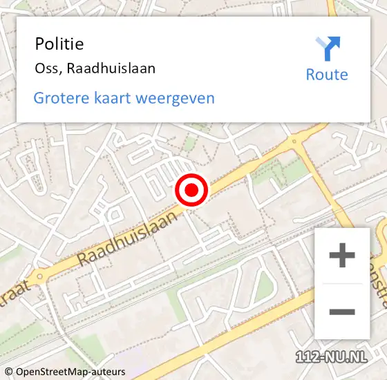 Locatie op kaart van de 112 melding: Politie Oss, Raadhuislaan op 11 december 2023 13:10