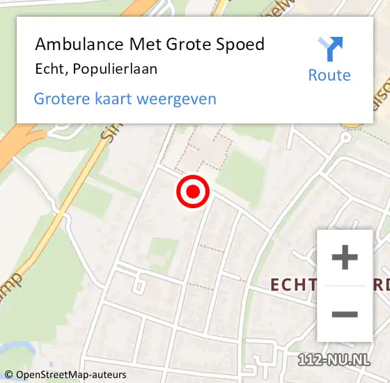 Locatie op kaart van de 112 melding: Ambulance Met Grote Spoed Naar Echt, Populierlaan op 11 december 2023 13:17