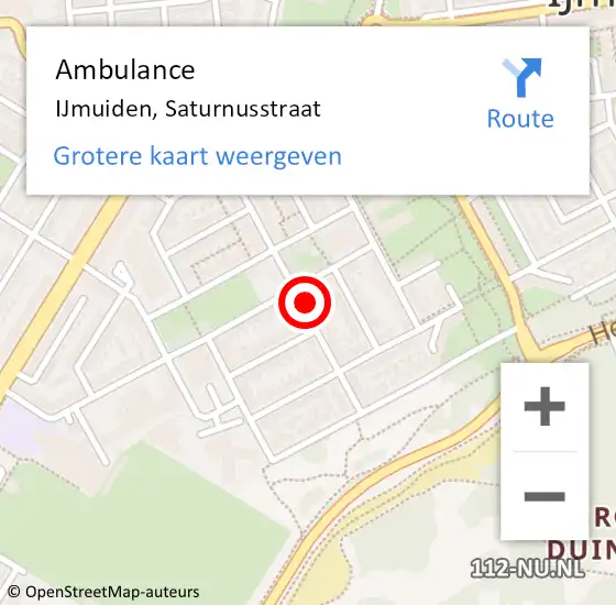 Locatie op kaart van de 112 melding: Ambulance IJmuiden, Saturnusstraat op 11 december 2023 13:30