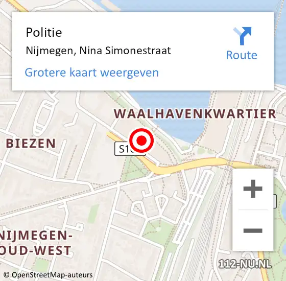 Locatie op kaart van de 112 melding: Politie Nijmegen, Nina Simonestraat op 11 december 2023 13:34