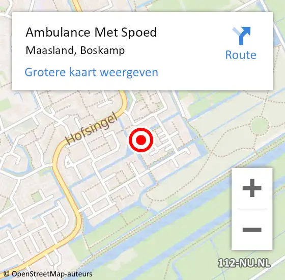 Locatie op kaart van de 112 melding: Ambulance Met Spoed Naar Maasland, Boskamp op 11 december 2023 13:37