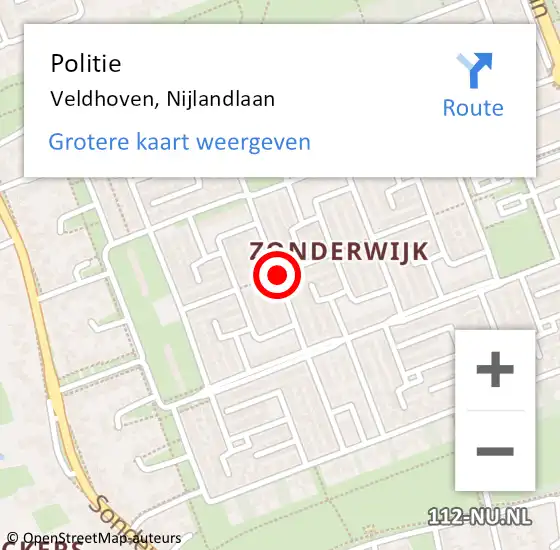 Locatie op kaart van de 112 melding: Politie Veldhoven, Nijlandlaan op 18 september 2014 09:18