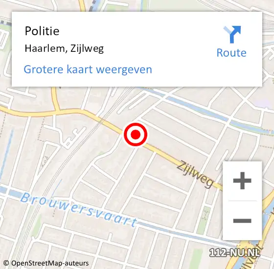 Locatie op kaart van de 112 melding: Politie Haarlem, Zijlweg op 11 december 2023 15:03