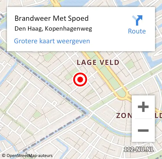 Locatie op kaart van de 112 melding: Brandweer Met Spoed Naar Den Haag, Kopenhagenweg op 11 december 2023 15:08