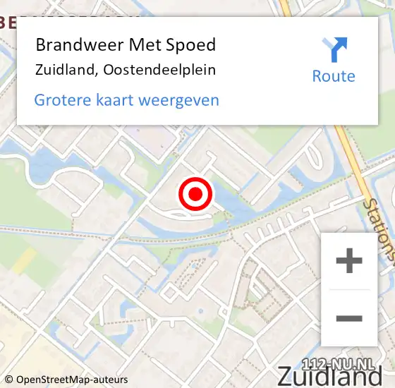 Locatie op kaart van de 112 melding: Brandweer Met Spoed Naar Zuidland, Oostendeelplein op 11 december 2023 16:05