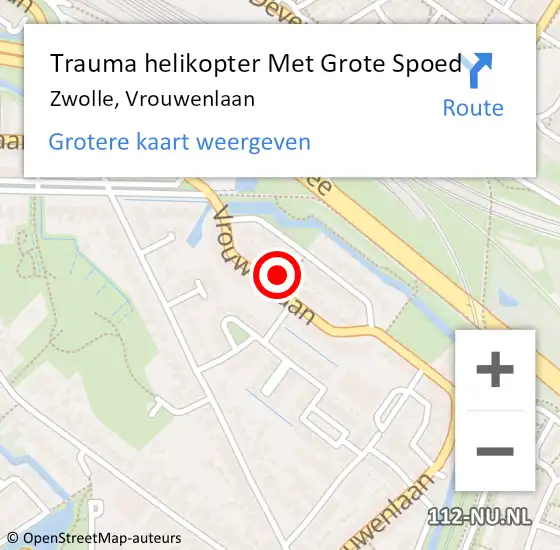 Locatie op kaart van de 112 melding: Trauma helikopter Met Grote Spoed Naar Zwolle, Vrouwenlaan op 11 december 2023 16:06