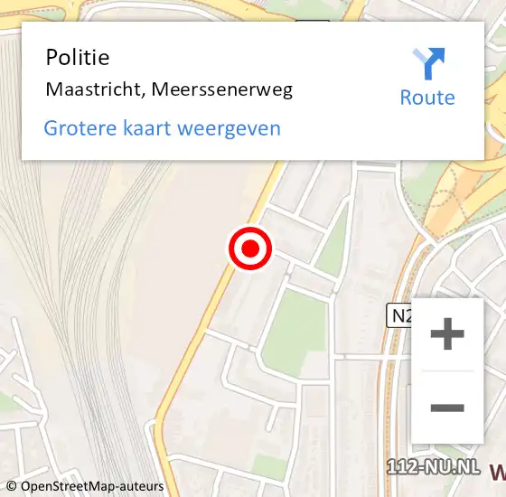 Locatie op kaart van de 112 melding: Politie Maastricht, Meerssenerweg op 11 december 2023 16:17