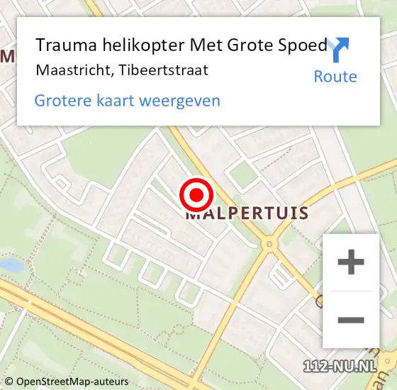 Locatie op kaart van de 112 melding: Trauma helikopter Met Grote Spoed Naar Maastricht, Tibeertstraat op 11 december 2023 16:46