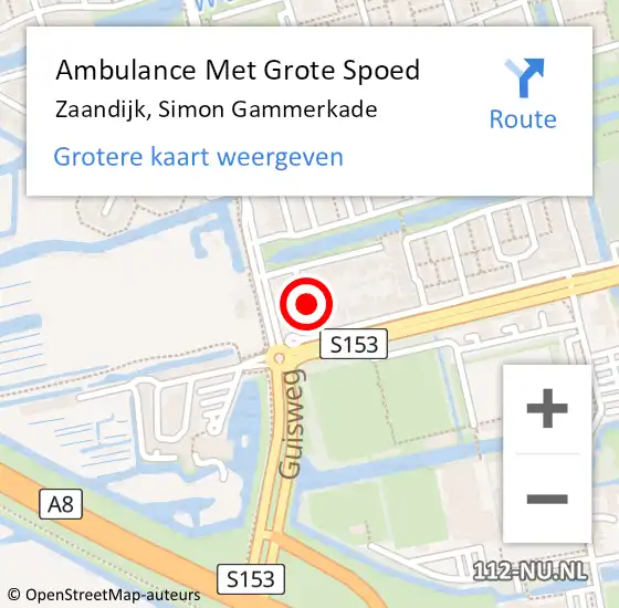 Locatie op kaart van de 112 melding: Ambulance Met Grote Spoed Naar Zaandijk, Simon Gammerkade op 11 december 2023 16:48