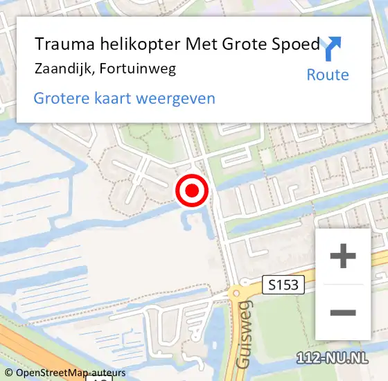Locatie op kaart van de 112 melding: Trauma helikopter Met Grote Spoed Naar Zaandijk, Fortuinweg op 11 december 2023 16:49