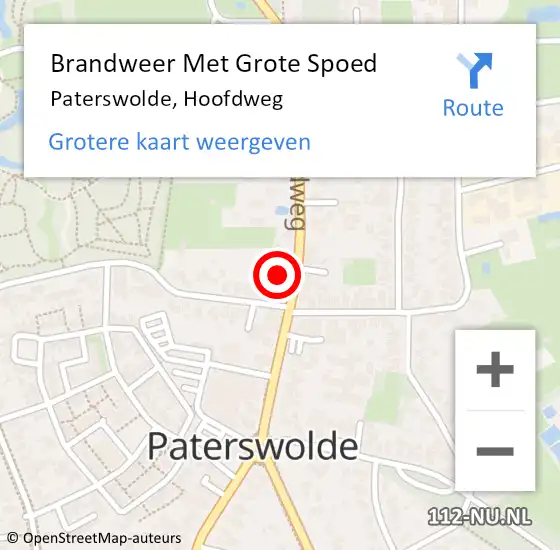 Locatie op kaart van de 112 melding: Brandweer Met Grote Spoed Naar Paterswolde, Hoofdweg op 18 september 2014 09:31