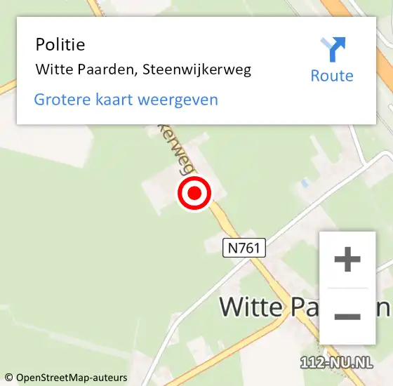 Locatie op kaart van de 112 melding: Politie Witte Paarden, Steenwijkerweg op 11 december 2023 17:07