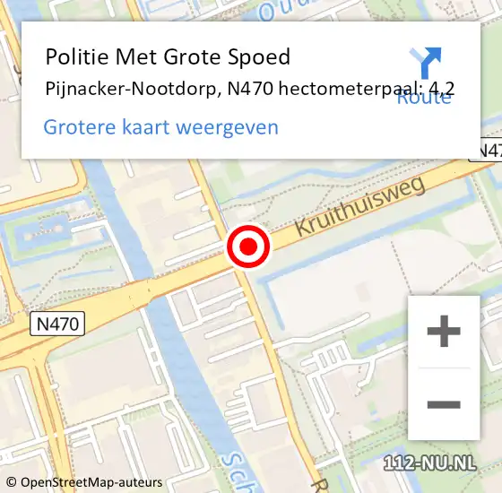 Locatie op kaart van de 112 melding: Politie Met Grote Spoed Naar Pijnacker-Nootdorp, N470 hectometerpaal: 4,2 op 11 december 2023 17:10