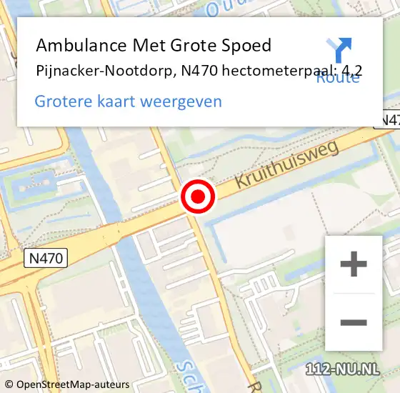 Locatie op kaart van de 112 melding: Ambulance Met Grote Spoed Naar Pijnacker-Nootdorp, N470 hectometerpaal: 4,2 op 11 december 2023 17:12