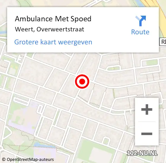 Locatie op kaart van de 112 melding: Ambulance Met Spoed Naar Weert, Overweertstraat op 11 december 2023 17:14