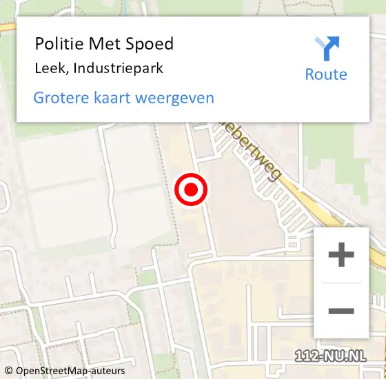 Locatie op kaart van de 112 melding: Politie Met Spoed Naar Leek, Industriepark op 11 december 2023 17:15