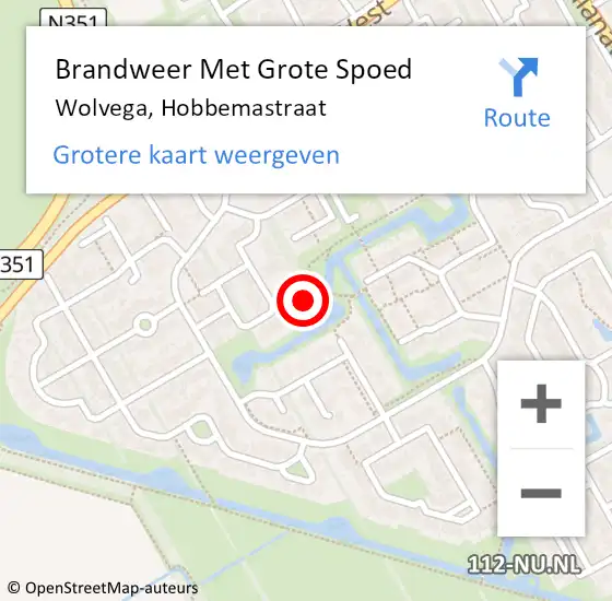 Locatie op kaart van de 112 melding: Brandweer Met Grote Spoed Naar Wolvega, Hobbemastraat op 11 december 2023 17:22