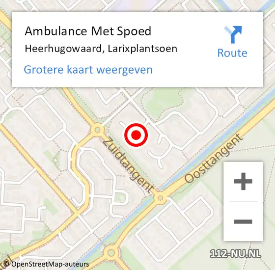 Locatie op kaart van de 112 melding: Ambulance Met Spoed Naar Heerhugowaard, Larixplantsoen op 11 december 2023 17:23