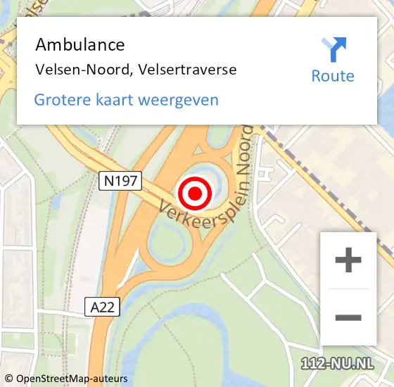 Locatie op kaart van de 112 melding: Ambulance Velsen-Noord, Velsertraverse op 11 december 2023 17:48
