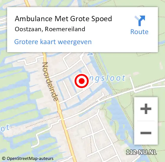 Locatie op kaart van de 112 melding: Ambulance Met Grote Spoed Naar Oostzaan, Roemereiland op 11 december 2023 17:59