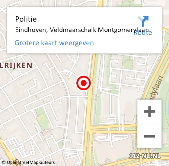 Locatie op kaart van de 112 melding: Politie Eindhoven, Veldmaarschalk Montgomerylaan op 11 december 2023 18:09