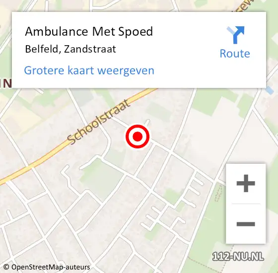 Locatie op kaart van de 112 melding: Ambulance Met Spoed Naar Belfeld, Zandstraat op 18 september 2014 09:38