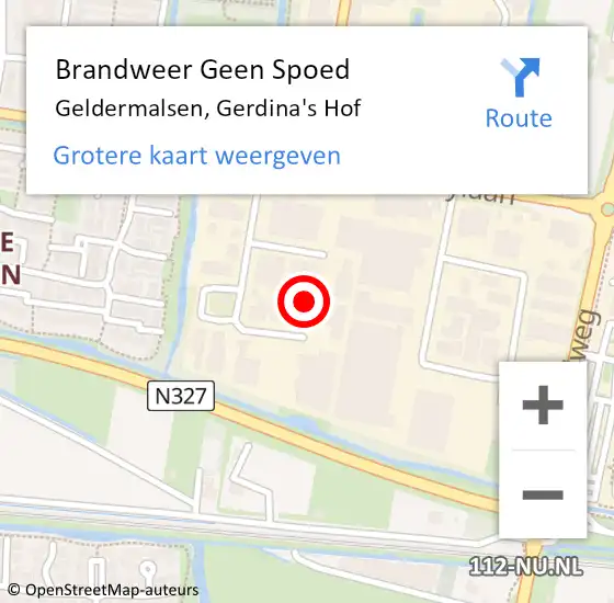 Locatie op kaart van de 112 melding: Brandweer Geen Spoed Naar Geldermalsen, Gerdina's Hof op 11 december 2023 18:55