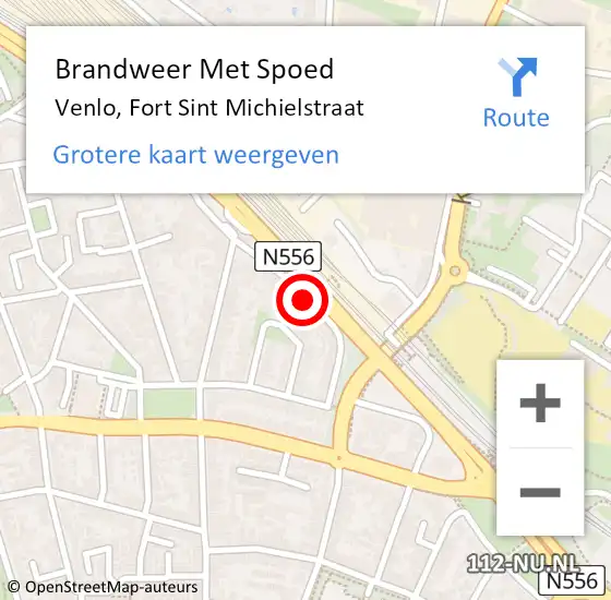 Locatie op kaart van de 112 melding: Brandweer Met Spoed Naar Venlo, Fort Sint Michielstraat op 11 december 2023 19:01