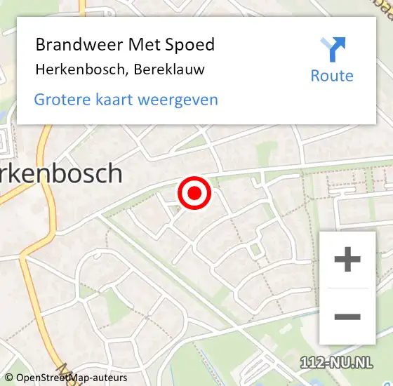 Locatie op kaart van de 112 melding: Brandweer Met Spoed Naar Herkenbosch, Bereklauw op 11 december 2023 19:01