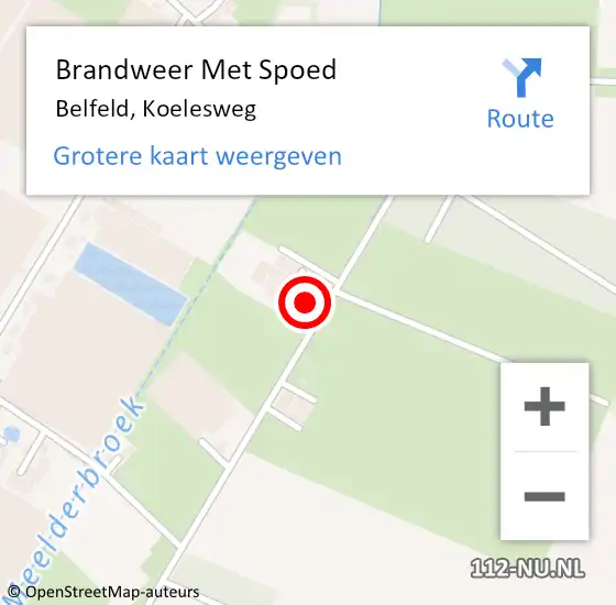 Locatie op kaart van de 112 melding: Brandweer Met Spoed Naar Belfeld, Koelesweg op 11 december 2023 19:02