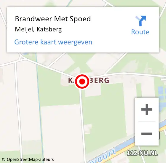 Locatie op kaart van de 112 melding: Brandweer Met Spoed Naar Meijel, Katsberg op 11 december 2023 19:02