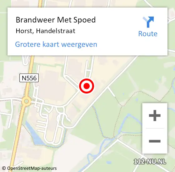 Locatie op kaart van de 112 melding: Brandweer Met Spoed Naar Horst, Handelstraat op 11 december 2023 19:03