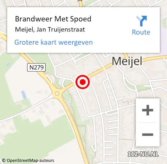 Locatie op kaart van de 112 melding: Brandweer Met Spoed Naar Meijel, Jan Truijenstraat op 11 december 2023 19:04