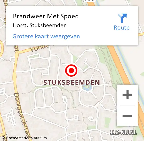 Locatie op kaart van de 112 melding: Brandweer Met Spoed Naar Horst, Stuksbeemden op 11 december 2023 19:05