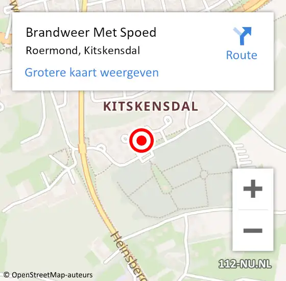 Locatie op kaart van de 112 melding: Brandweer Met Spoed Naar Roermond, Kitskensdal op 11 december 2023 19:05