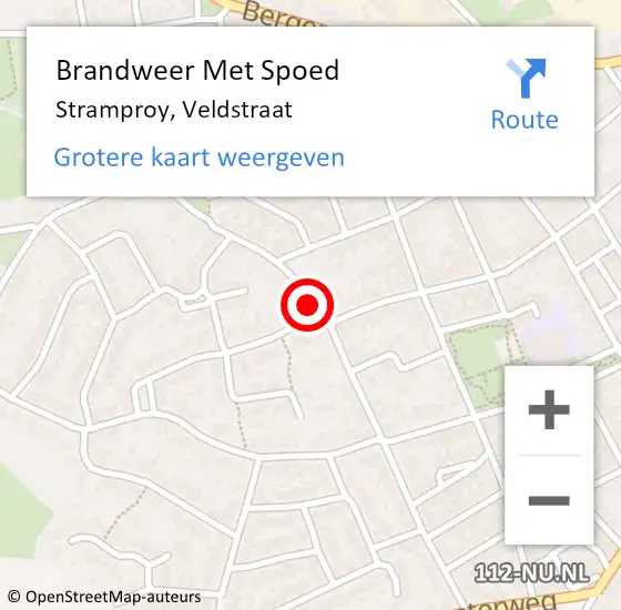 Locatie op kaart van de 112 melding: Brandweer Met Spoed Naar Stramproy, Veldstraat op 11 december 2023 19:08