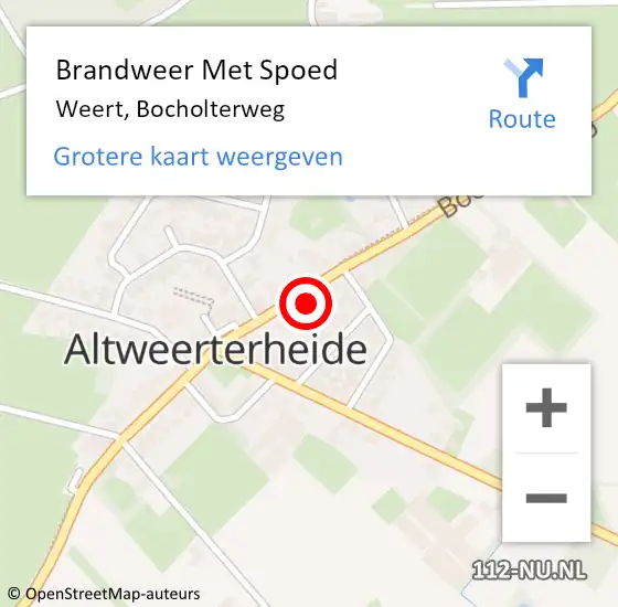 Locatie op kaart van de 112 melding: Brandweer Met Spoed Naar Weert, Bocholterweg op 11 december 2023 19:09