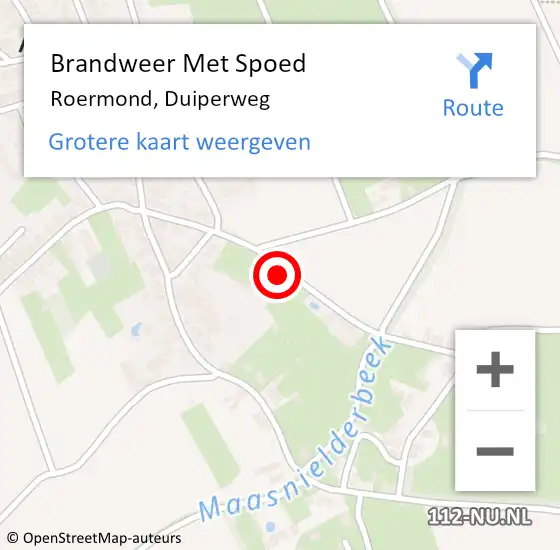 Locatie op kaart van de 112 melding: Brandweer Met Spoed Naar Roermond, Duiperweg op 11 december 2023 19:11