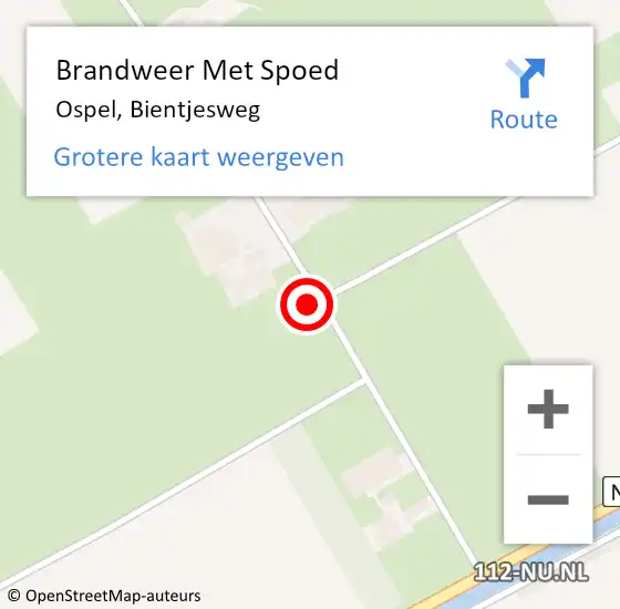 Locatie op kaart van de 112 melding: Brandweer Met Spoed Naar Ospel, Bientjesweg op 11 december 2023 19:12
