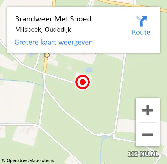 Locatie op kaart van de 112 melding: Brandweer Met Spoed Naar Milsbeek, Oudedijk op 11 december 2023 19:13