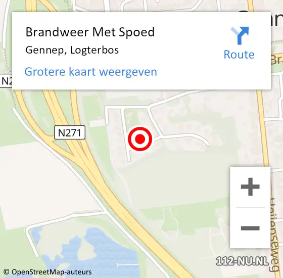 Locatie op kaart van de 112 melding: Brandweer Met Spoed Naar Gennep, Logterbos op 11 december 2023 19:16