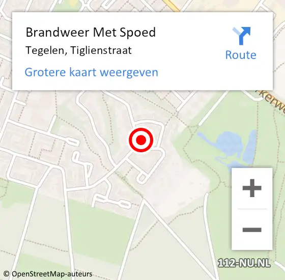 Locatie op kaart van de 112 melding: Brandweer Met Spoed Naar Tegelen, Tiglienstraat op 11 december 2023 19:17