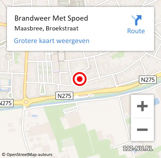 Locatie op kaart van de 112 melding: Brandweer Met Spoed Naar Maasbree, Broekstraat op 11 december 2023 19:17